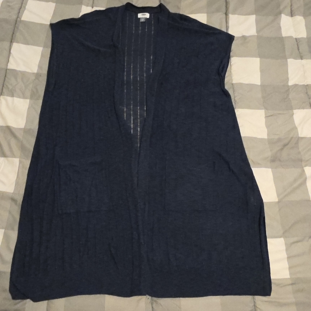 3X Old Navy Blue Sleeveless Open Front Cardigan